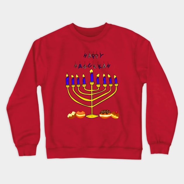 Happy Hanukkah! Crewneck Sweatshirt by DitzyDonutsDesigns